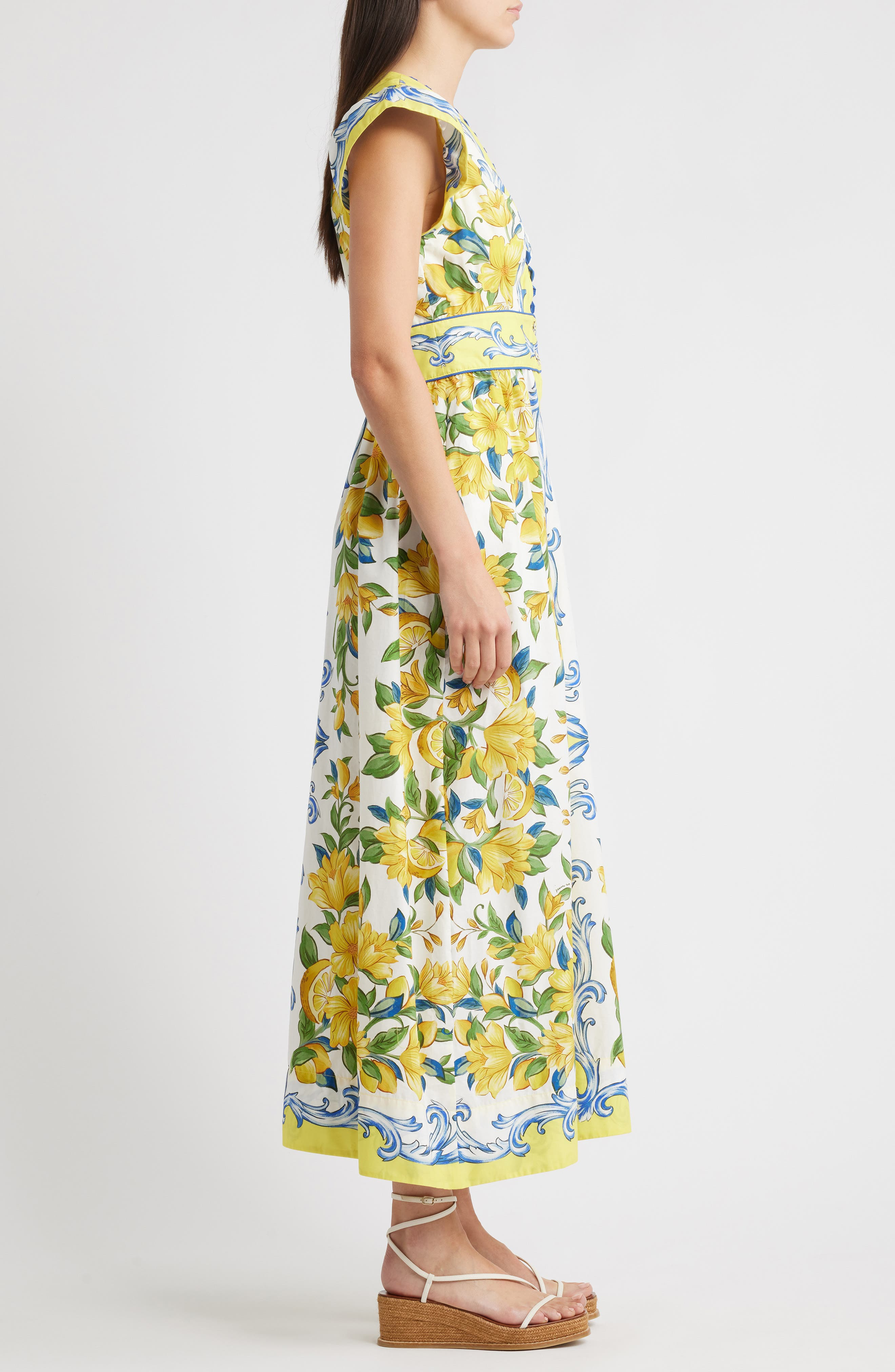 FARM Rio Sicily Scarf Print Cotton Maxi Dress in Off-White at Nordstrom - 3