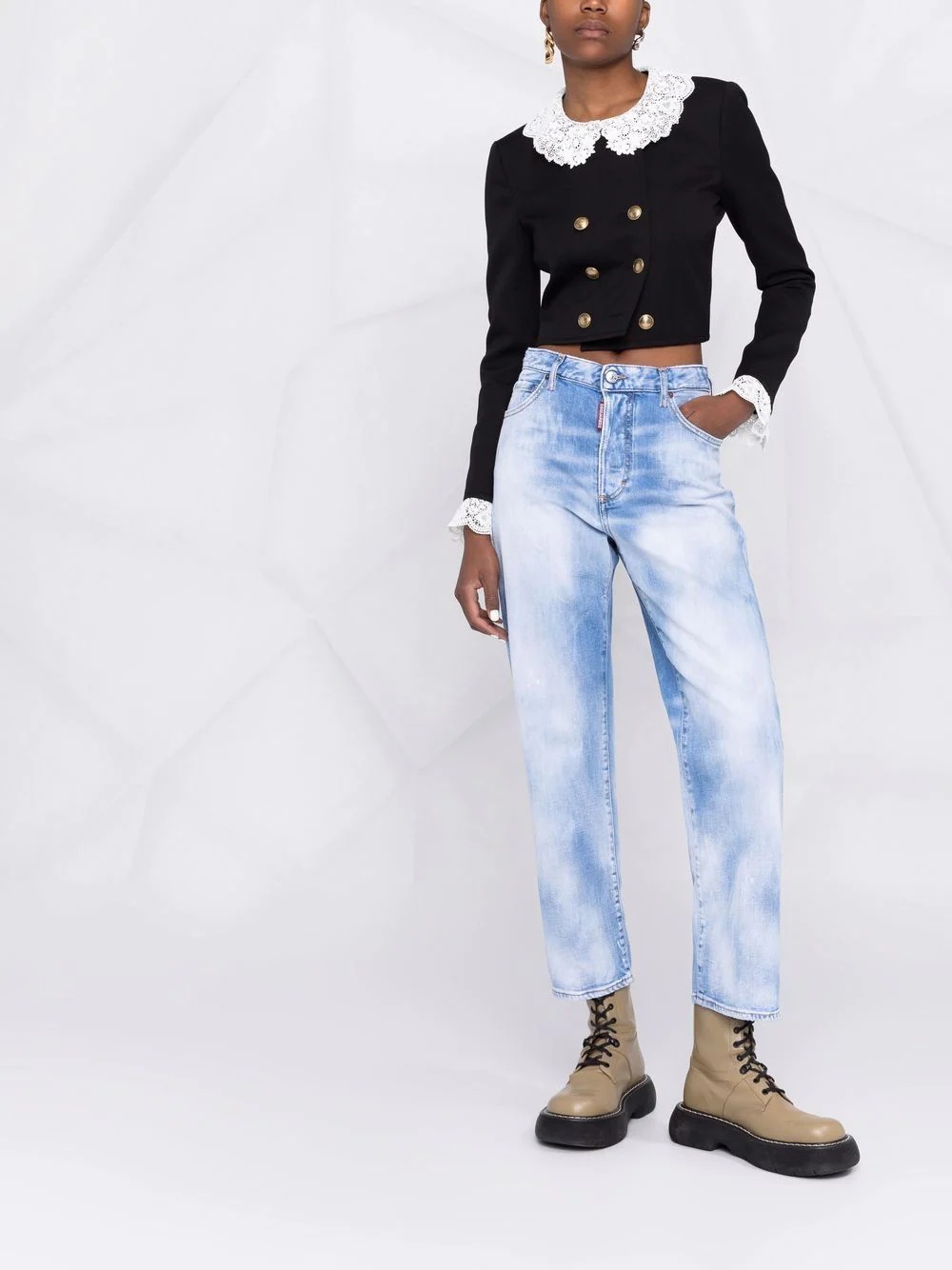 bleached effect straight-leg jeans - 2
