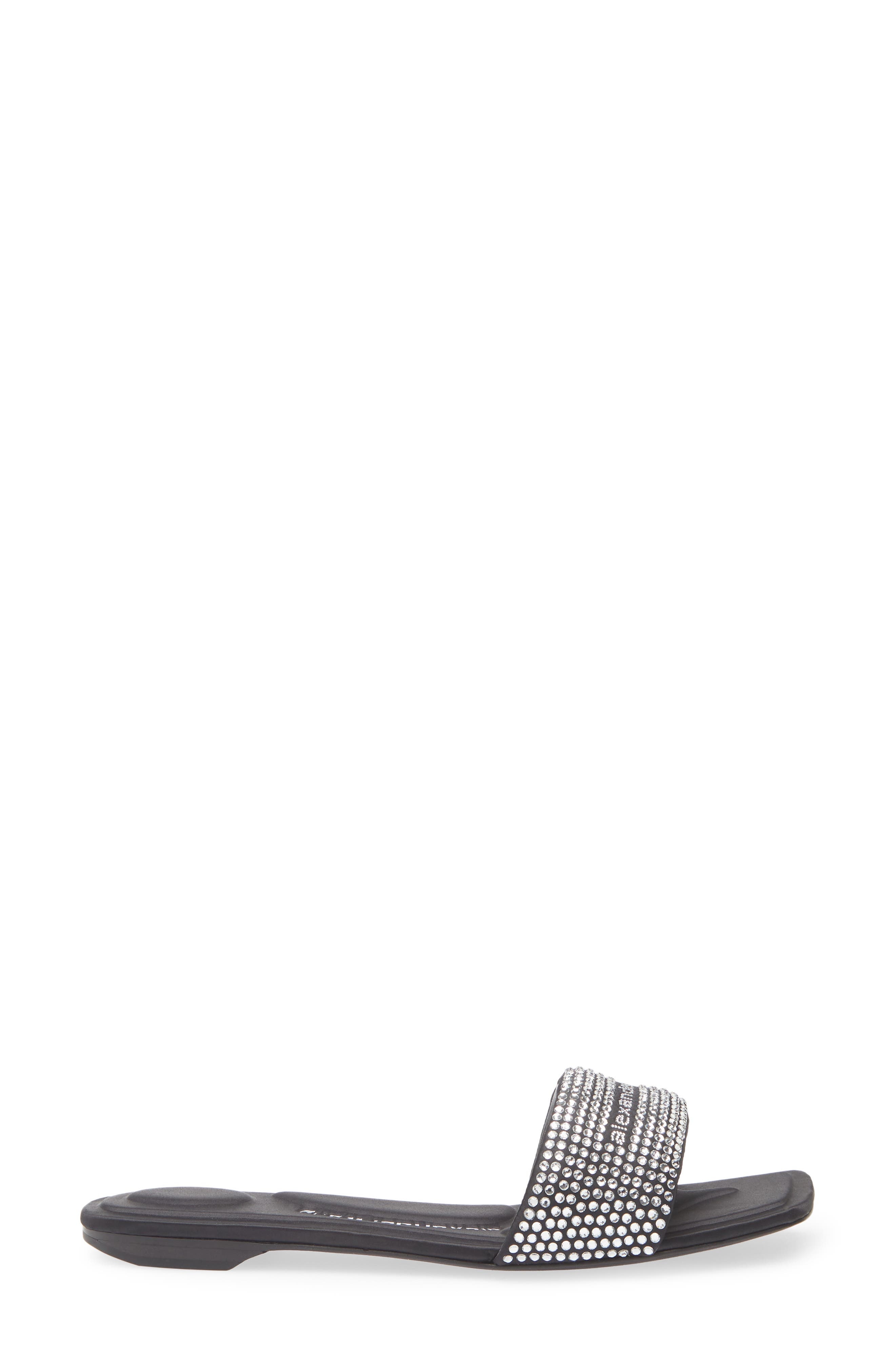 Alexander Wang Vy Crystal Embellished Slide Sandal in Black/Silver at Nordstrom - 3