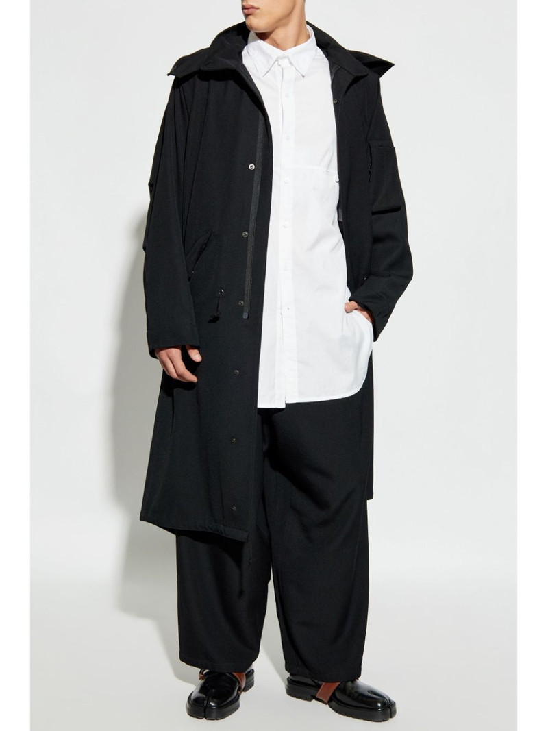 Yohji Yamamoto hooded trench coat outlook