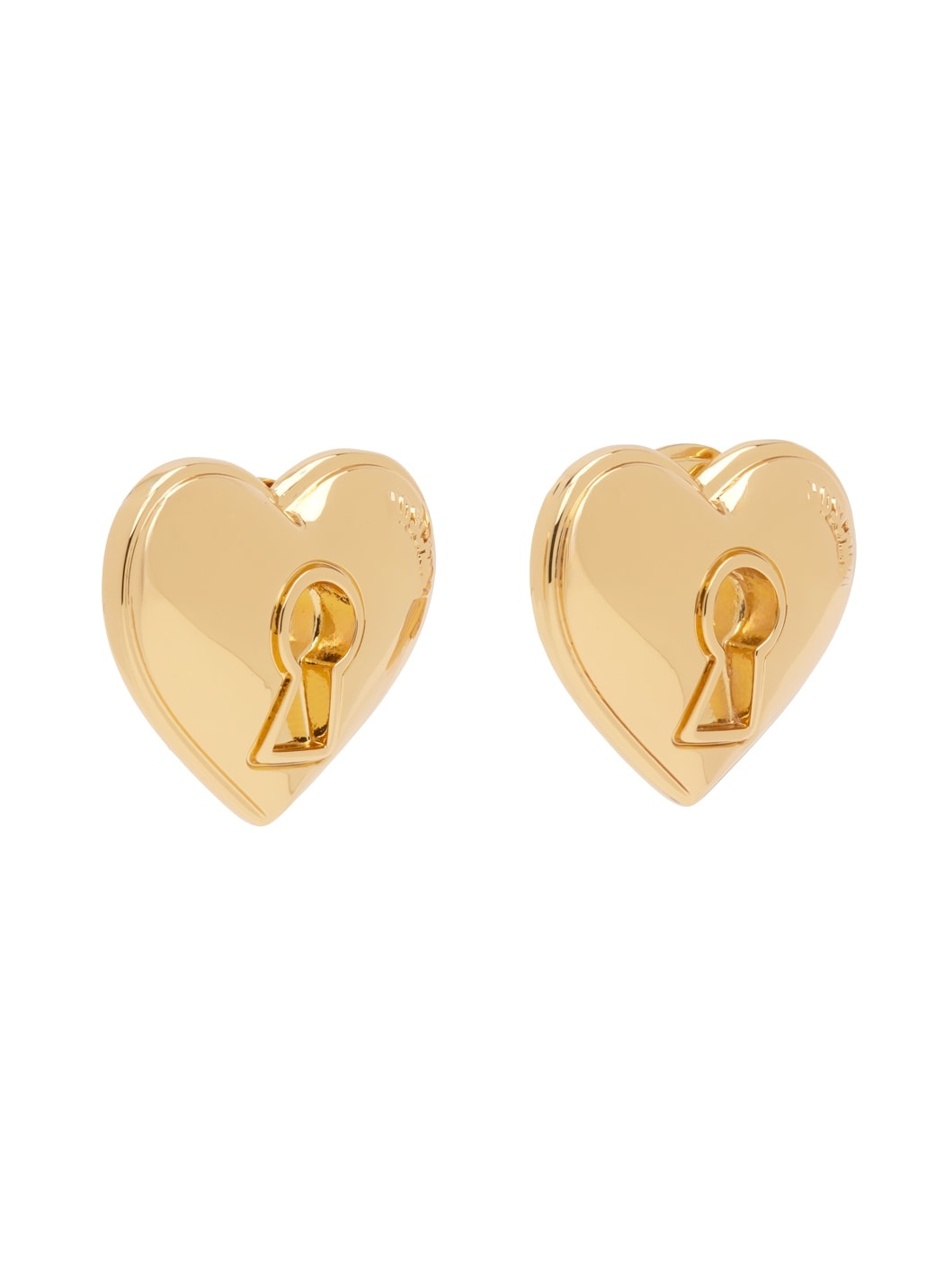 Gold Heart Lock Earrings - 2