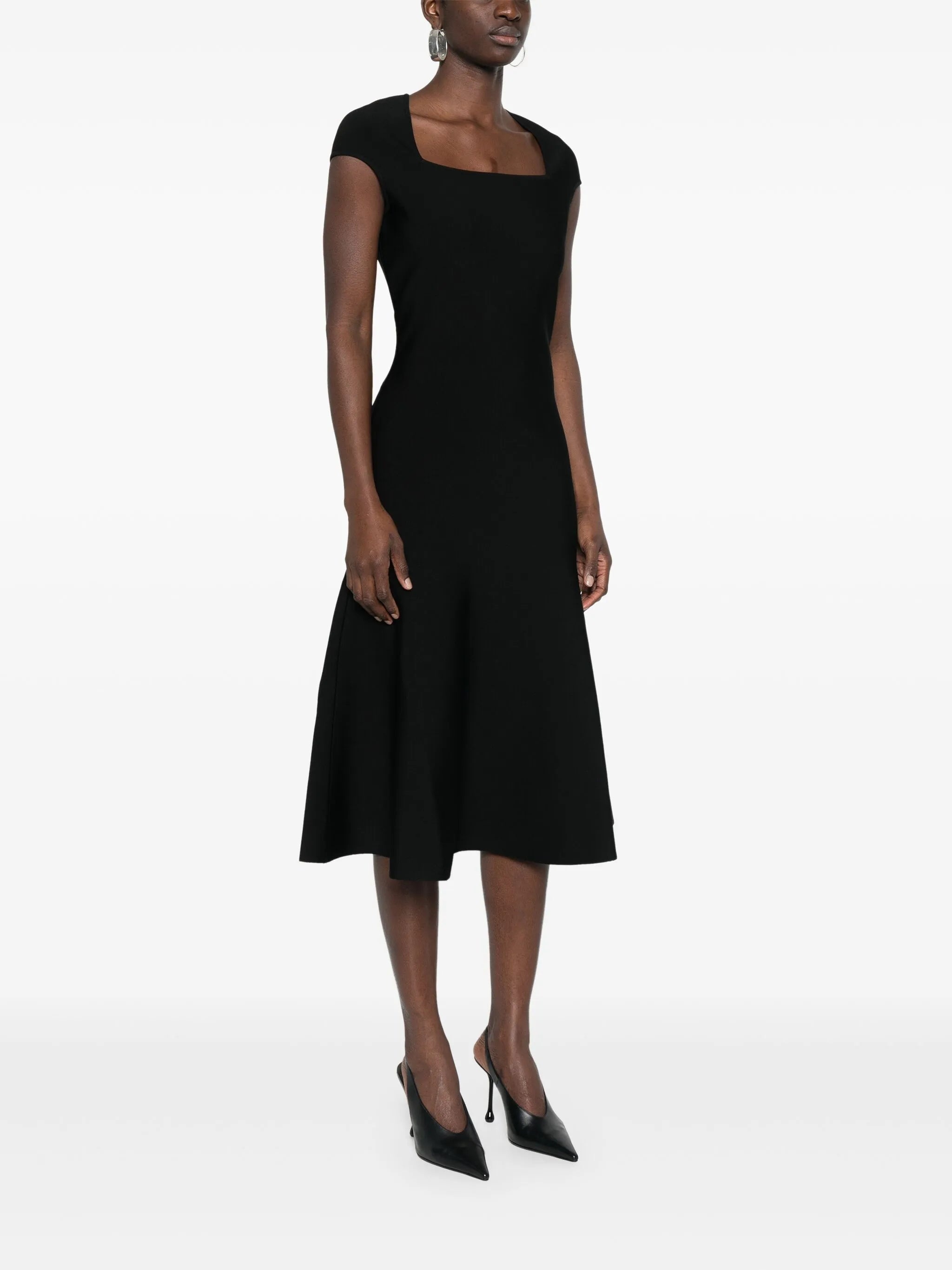 Flared-hem Midi Dress - 5