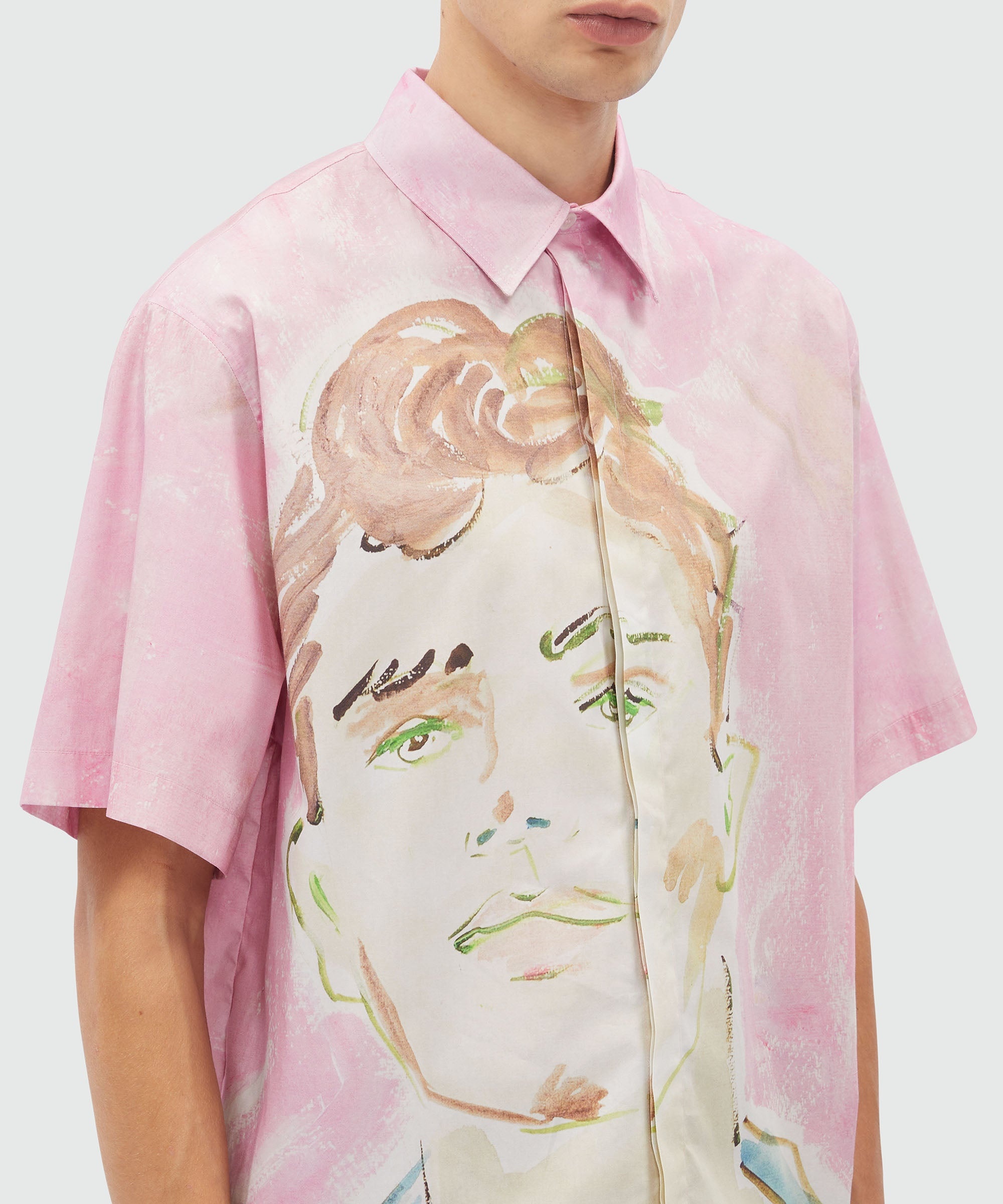 Poplin shirt with MSGM "Pink and green figure" graphics - 5
