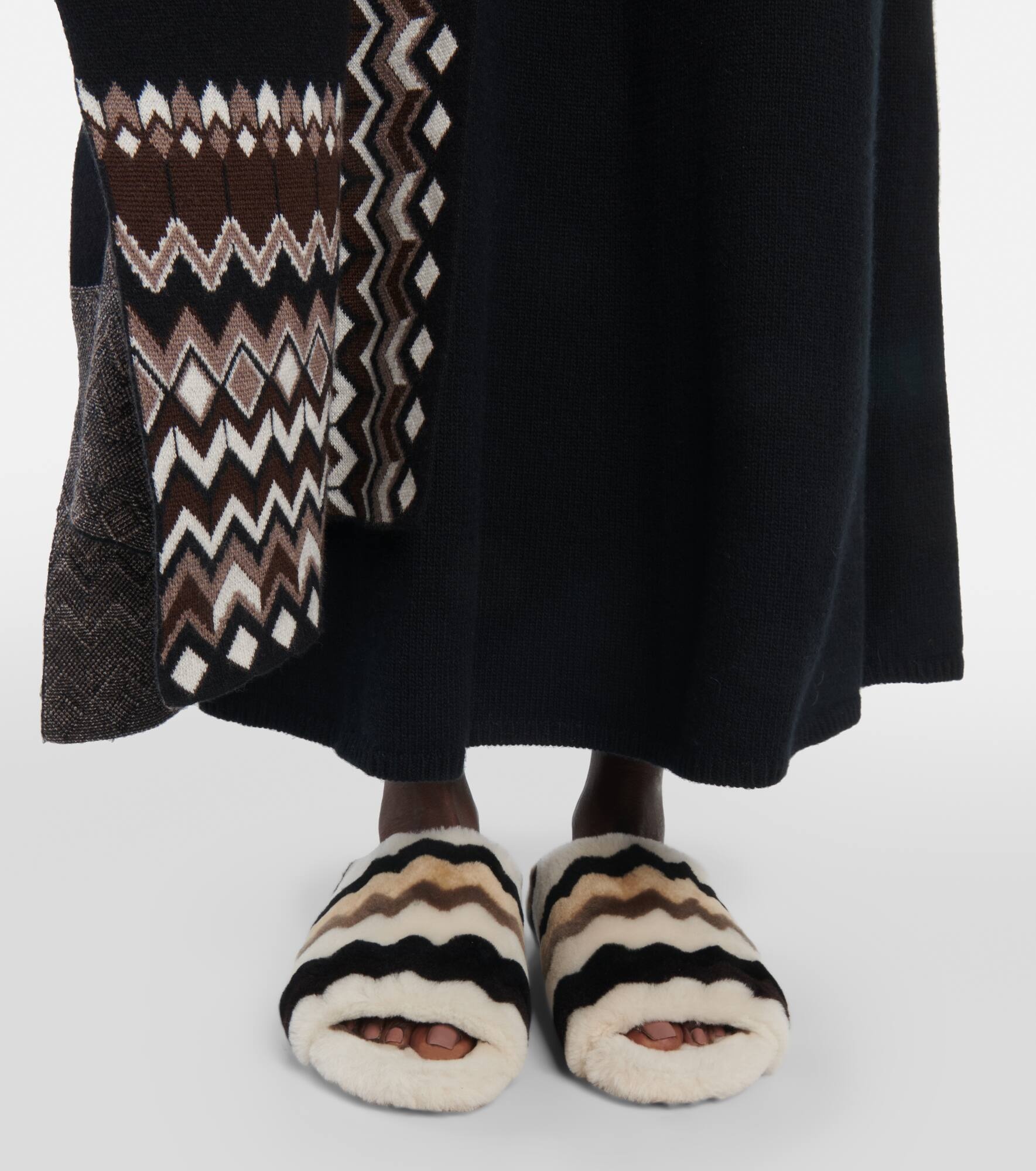 Saam chevron shearling slides - 4