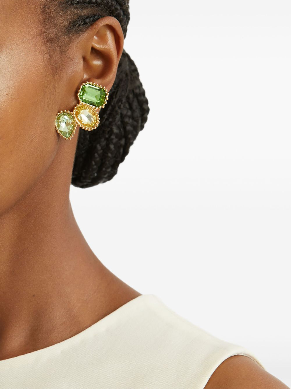 emerald-cut crystal-embellhisments earrings - 2