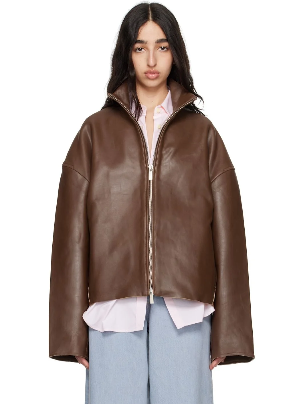 Brown Bonded Leather Jacket - 1