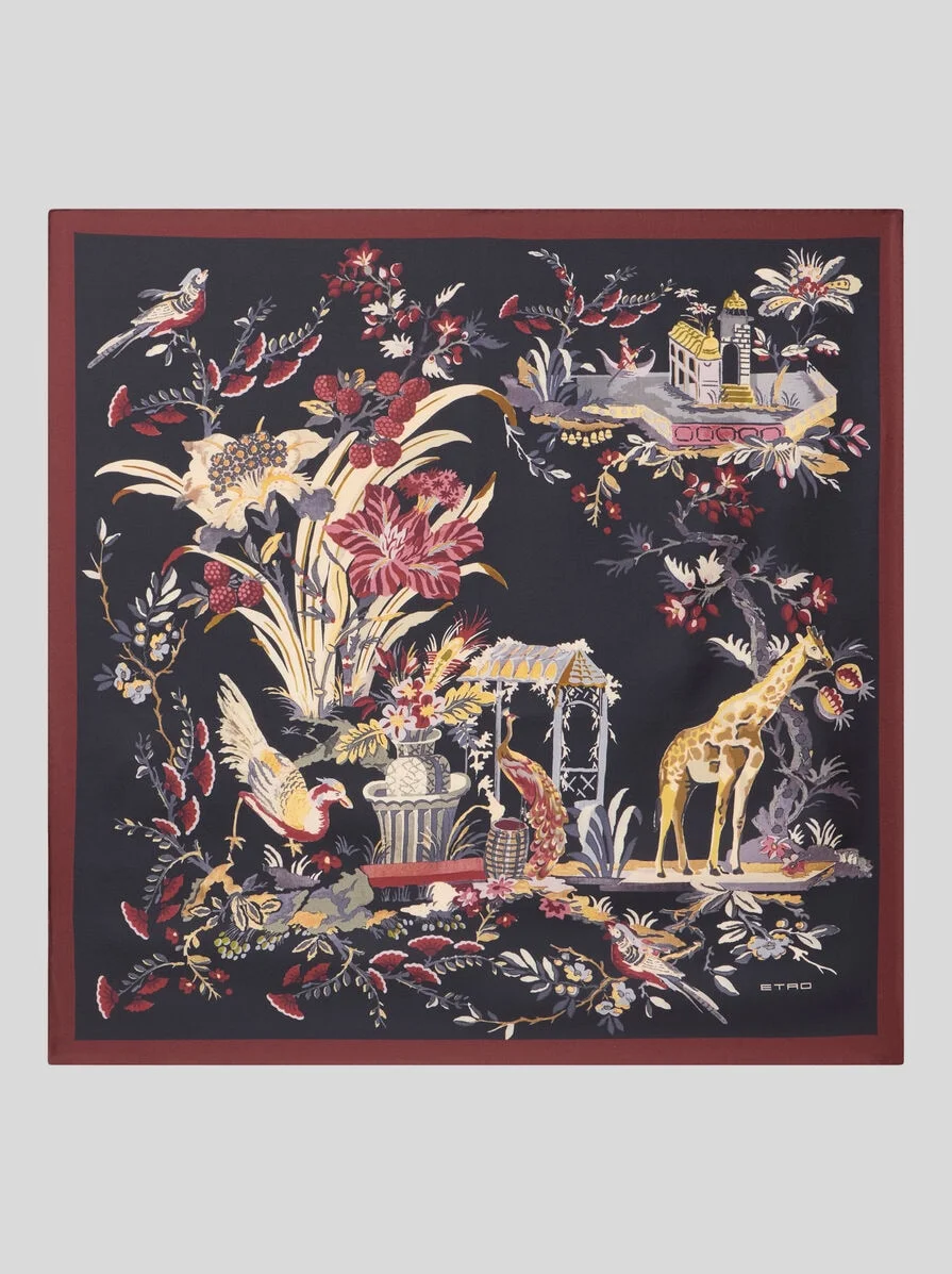 SILK TWILL SCARF WITH FLORAL PAISLEY MOTIF - 1