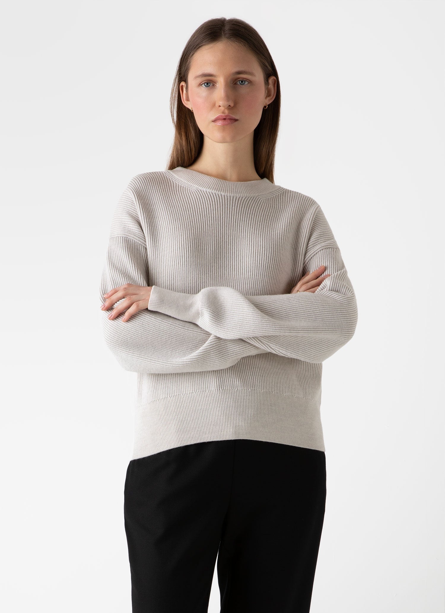 Ribbed Crew Neck Jumper - 1