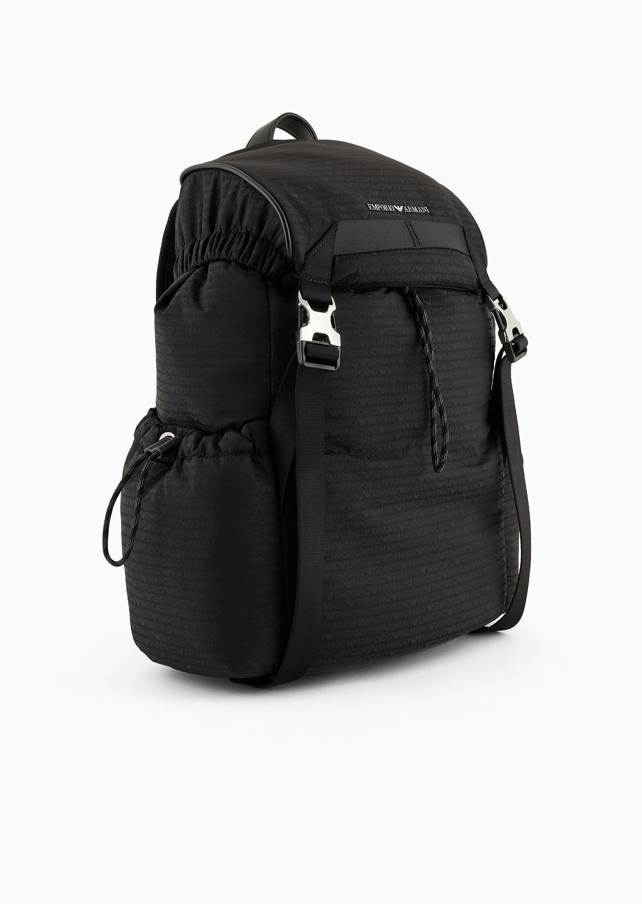 Nylon backpack with all-over, jacquard logo lettering - 2