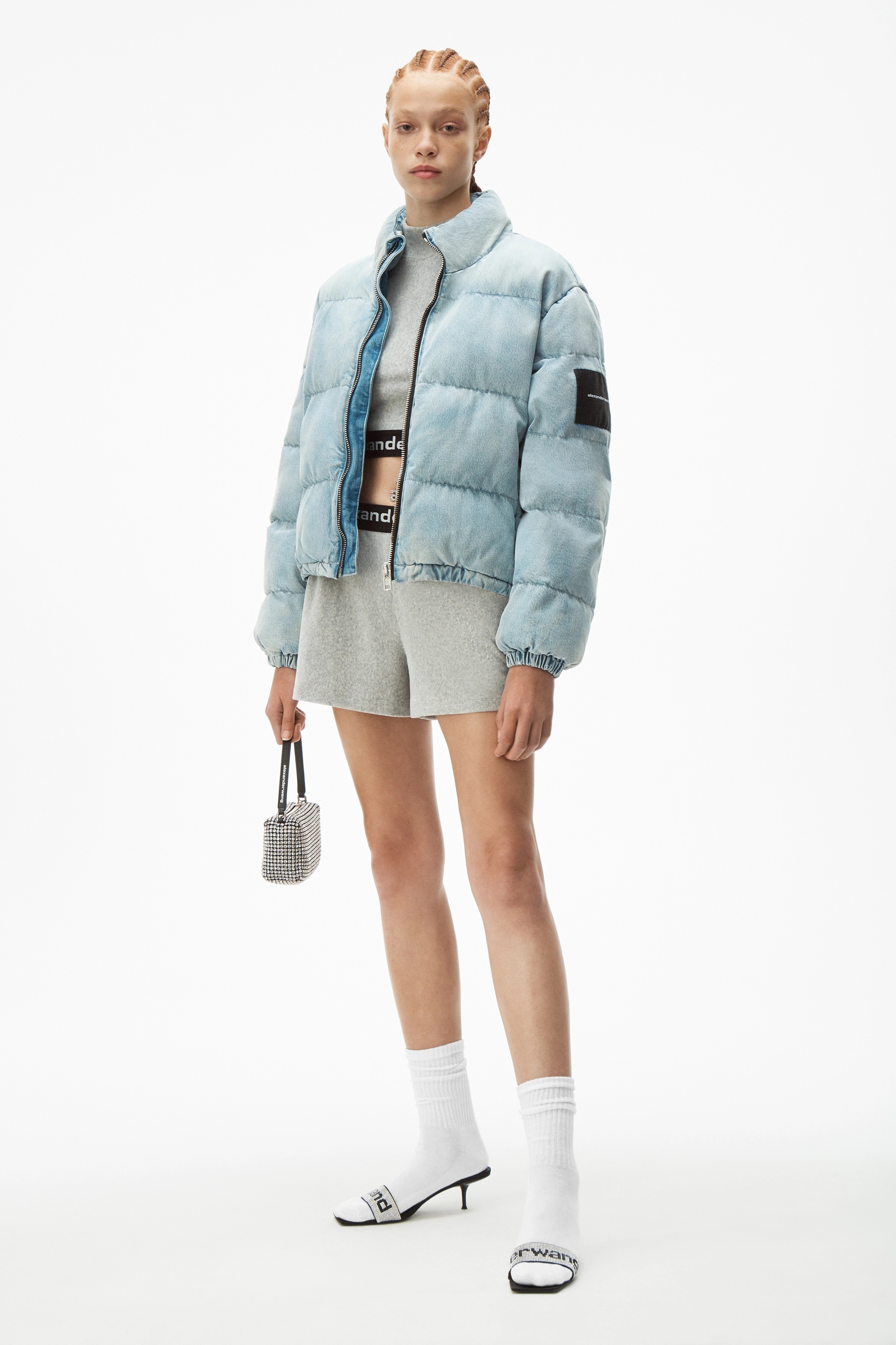 PUFFER JACKET IN BLEACHED DENIM - 2