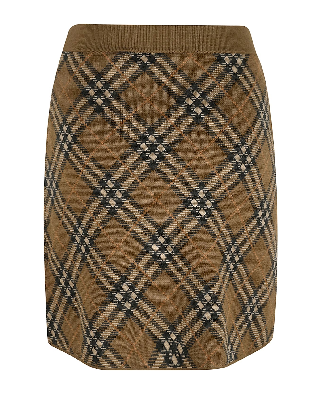 Check Pattern Ribbed Knit Skirt - 2