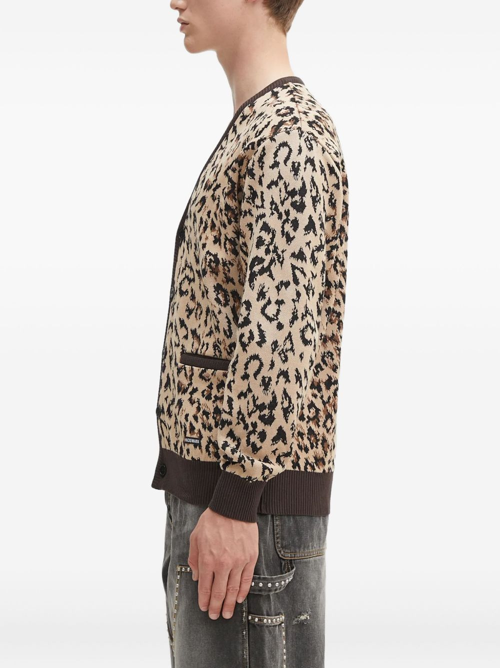 leopard-print buttoned cardigan - 3