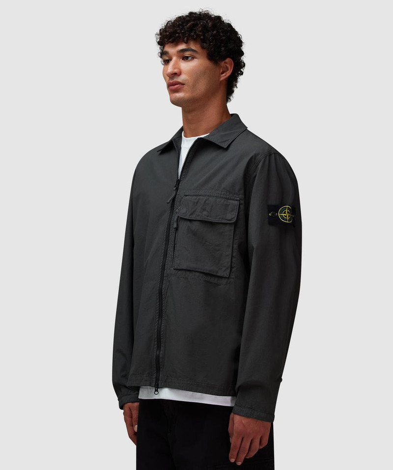 Stone Island Garment dyed cotton zipped overshirt outlook