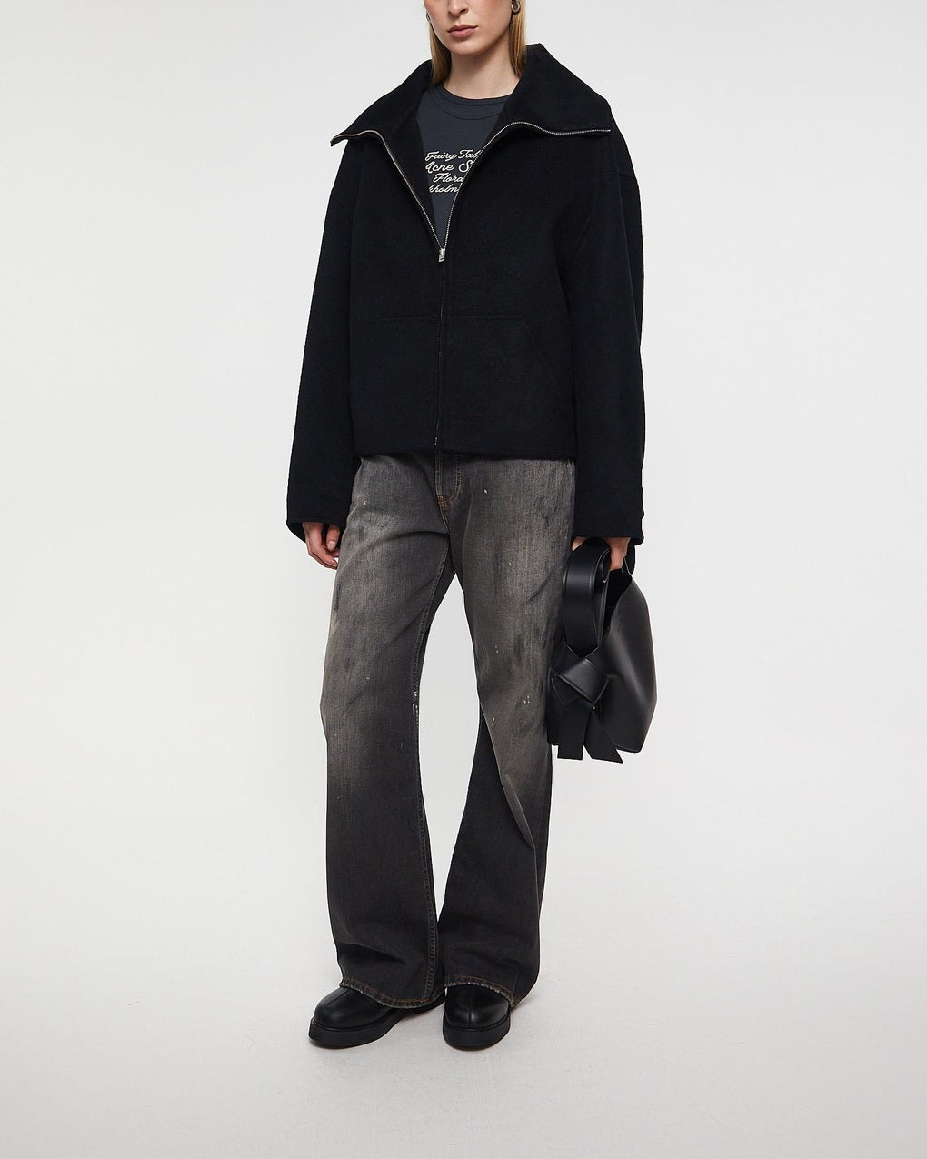 Jacket Wool Zip Black - 3