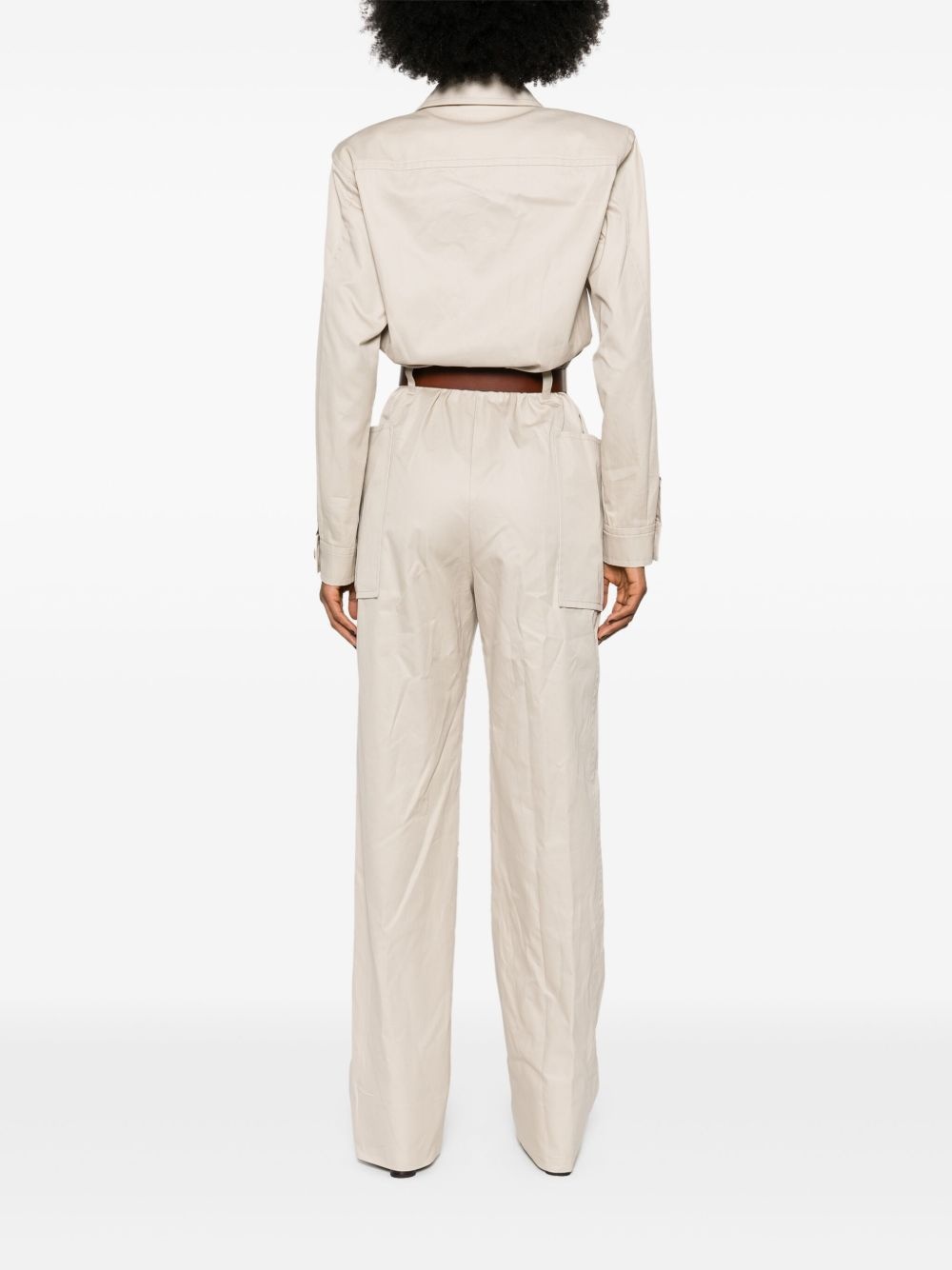 belted cotton jumpsuit - 4