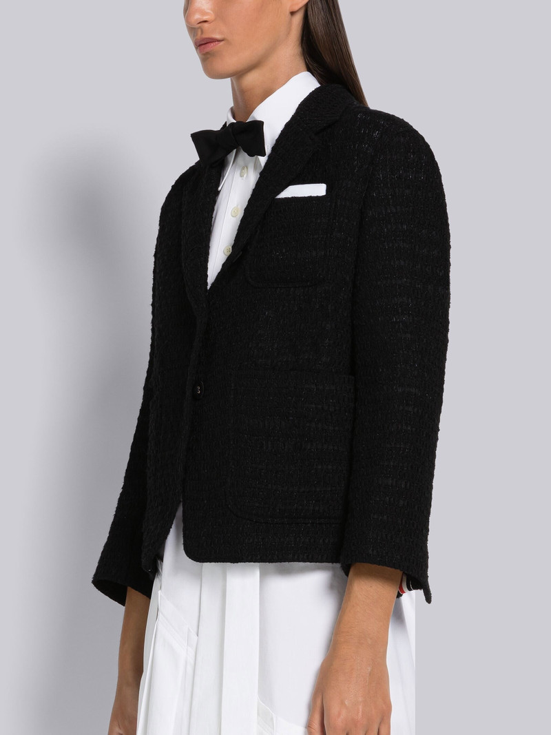 Thom Browne Seersucker Tulle Tweed Cropped Sack Sport Coat outlook