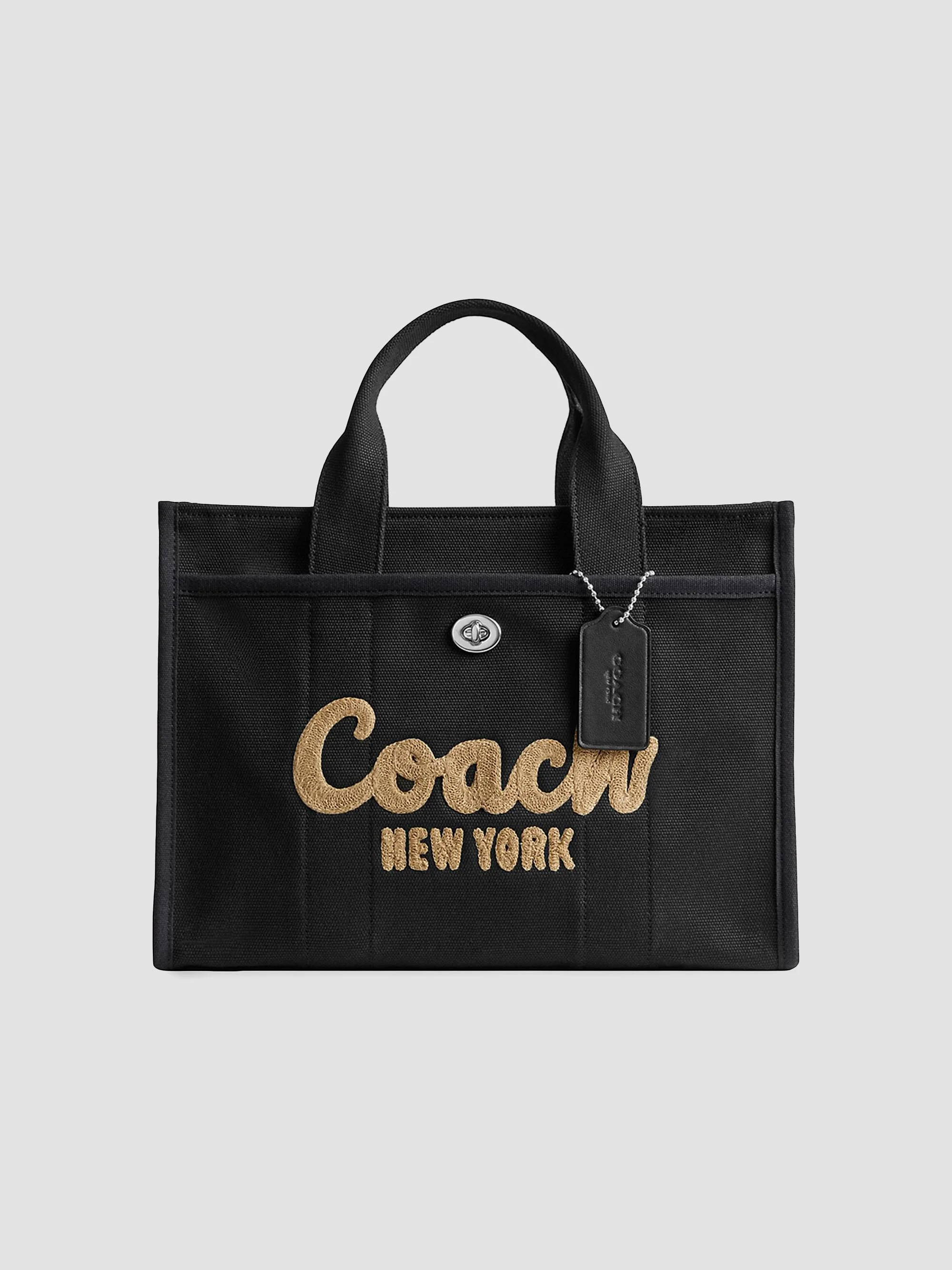 Women's Cargo Canvas & Leather Tote Bag - Black - 1