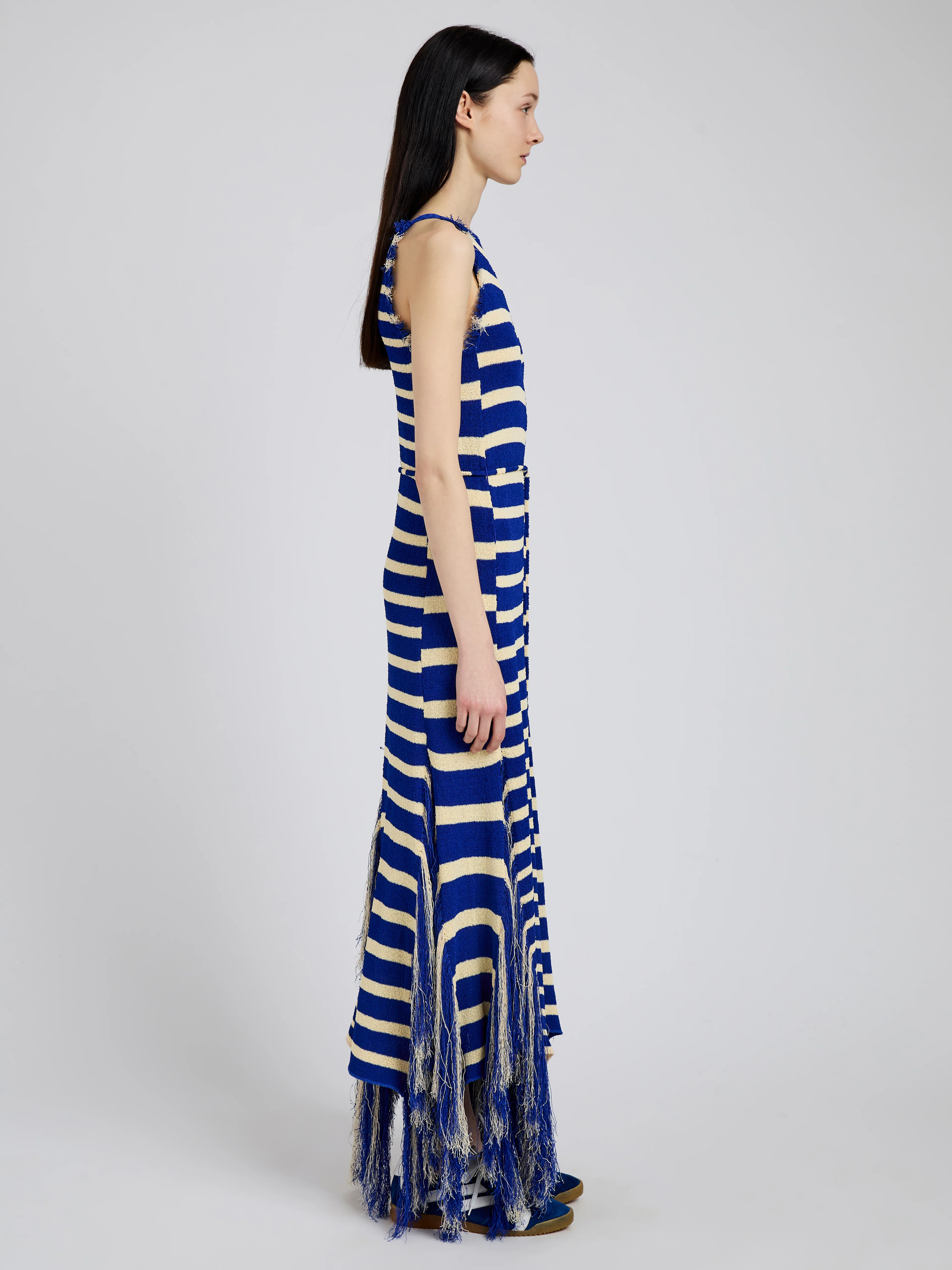 Yves Dress in Stripe Fringed Knit - 3