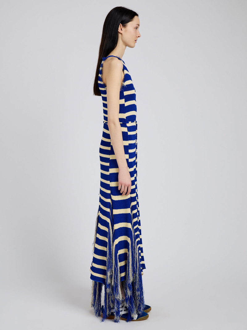 Proenza Schouler Yves Dress in Stripe Fringed Knit outlook