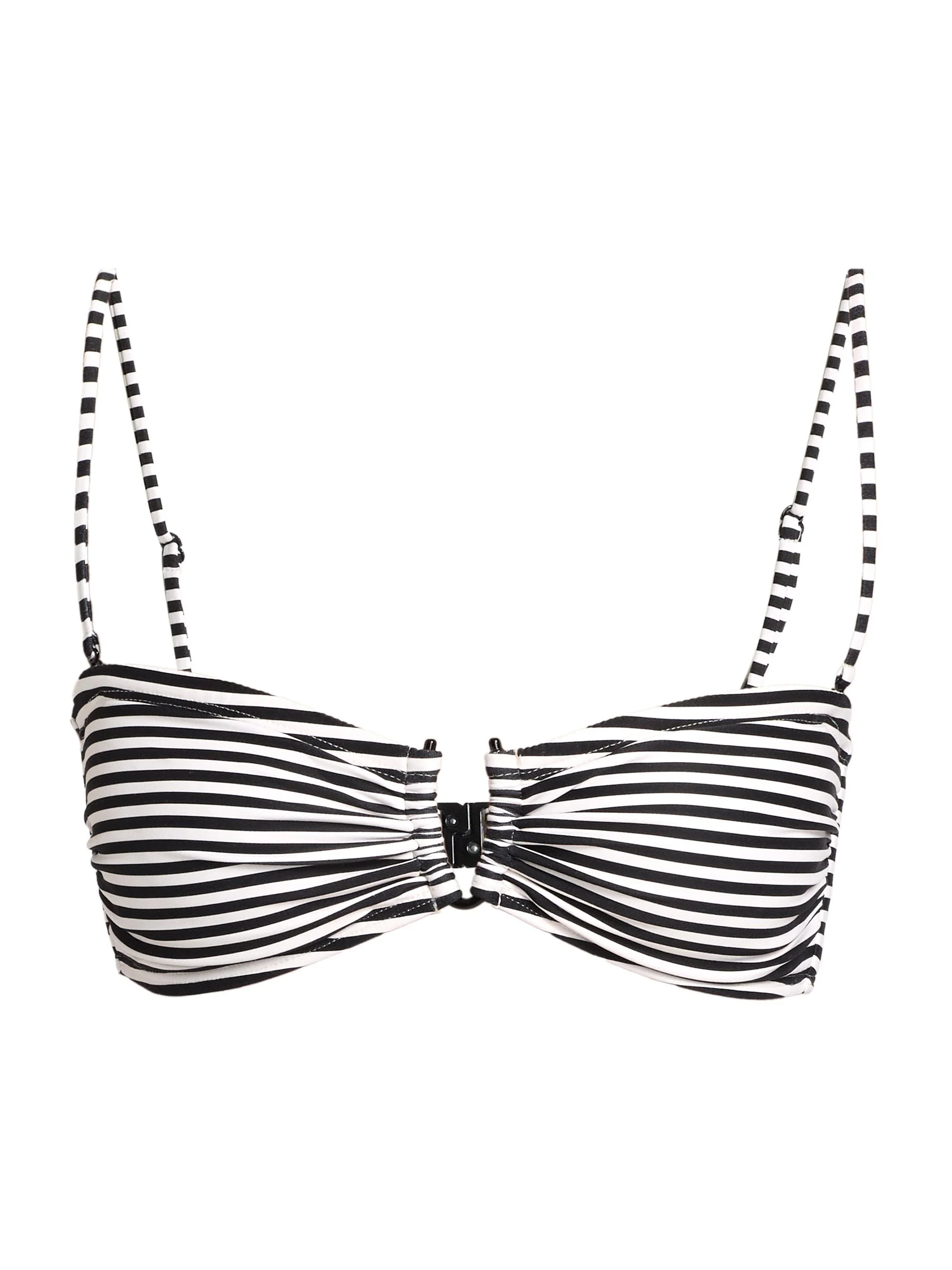 Women's Striped Bandeau Bikini Top - Black Ivory Stripe - 1