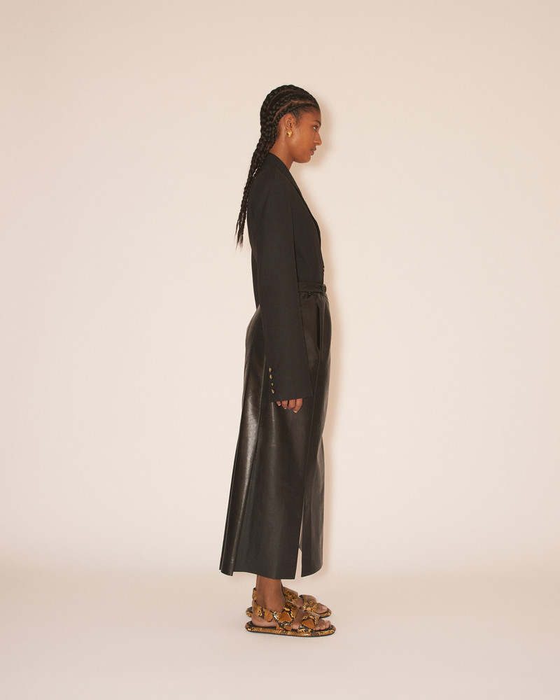 FIDA - Straight Regenerated Leather wrap kilt skirt - Black 4