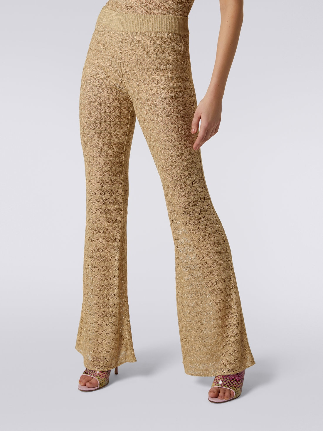 Viscose blend knitted flared trousers - 5