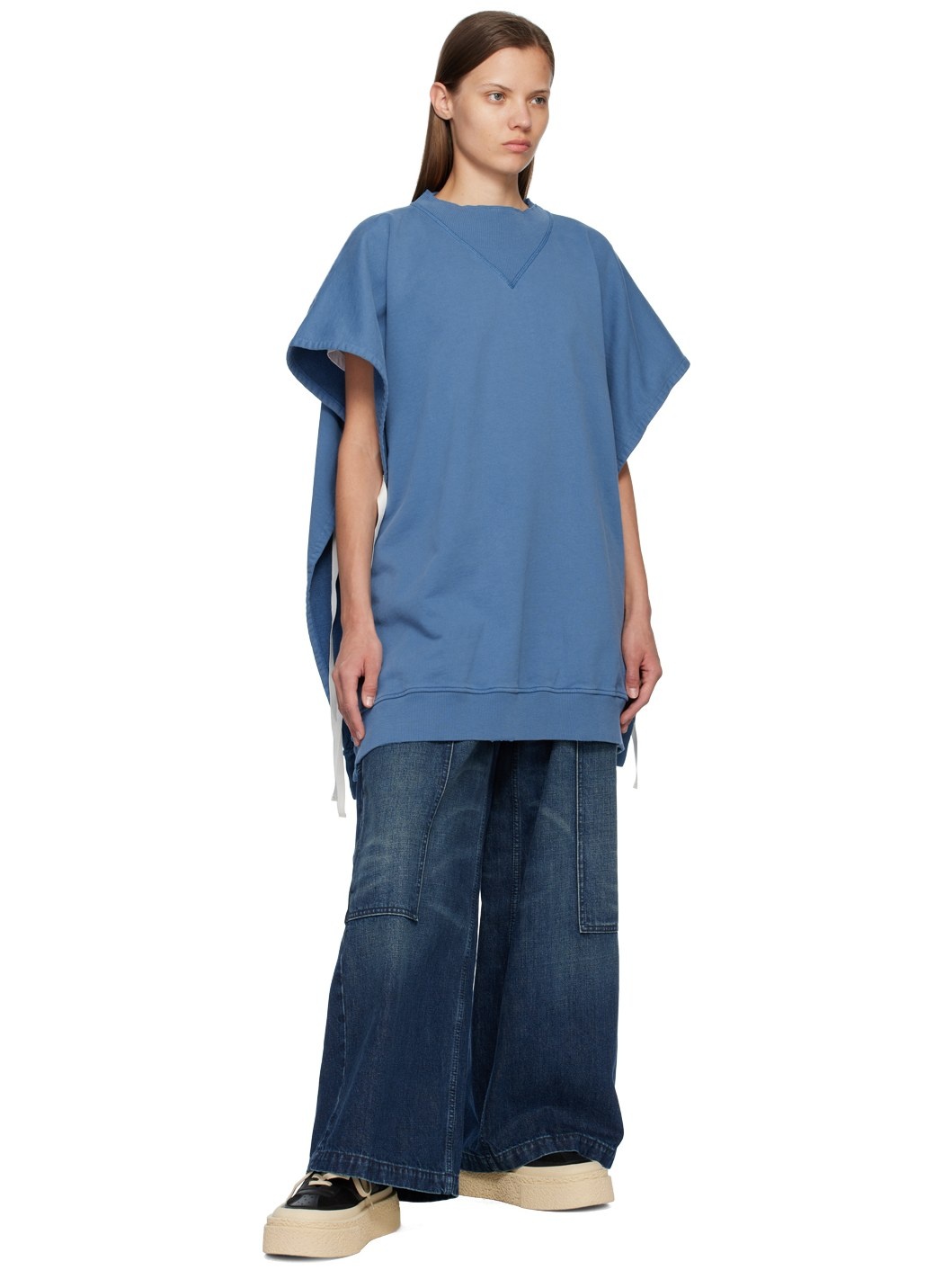Blue Draped Sweatshirt - 4
