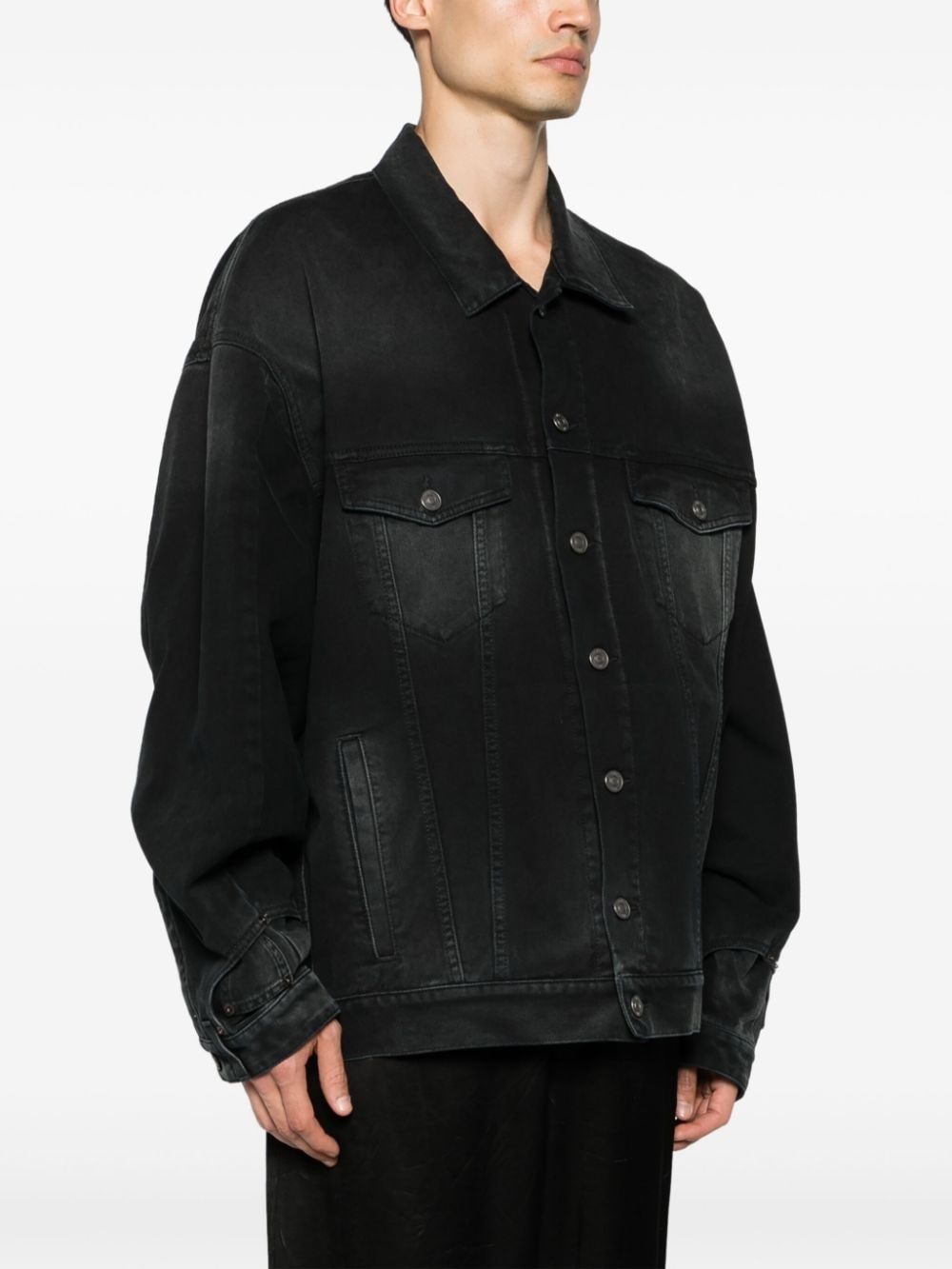 washed-denim button-up jacket - 4