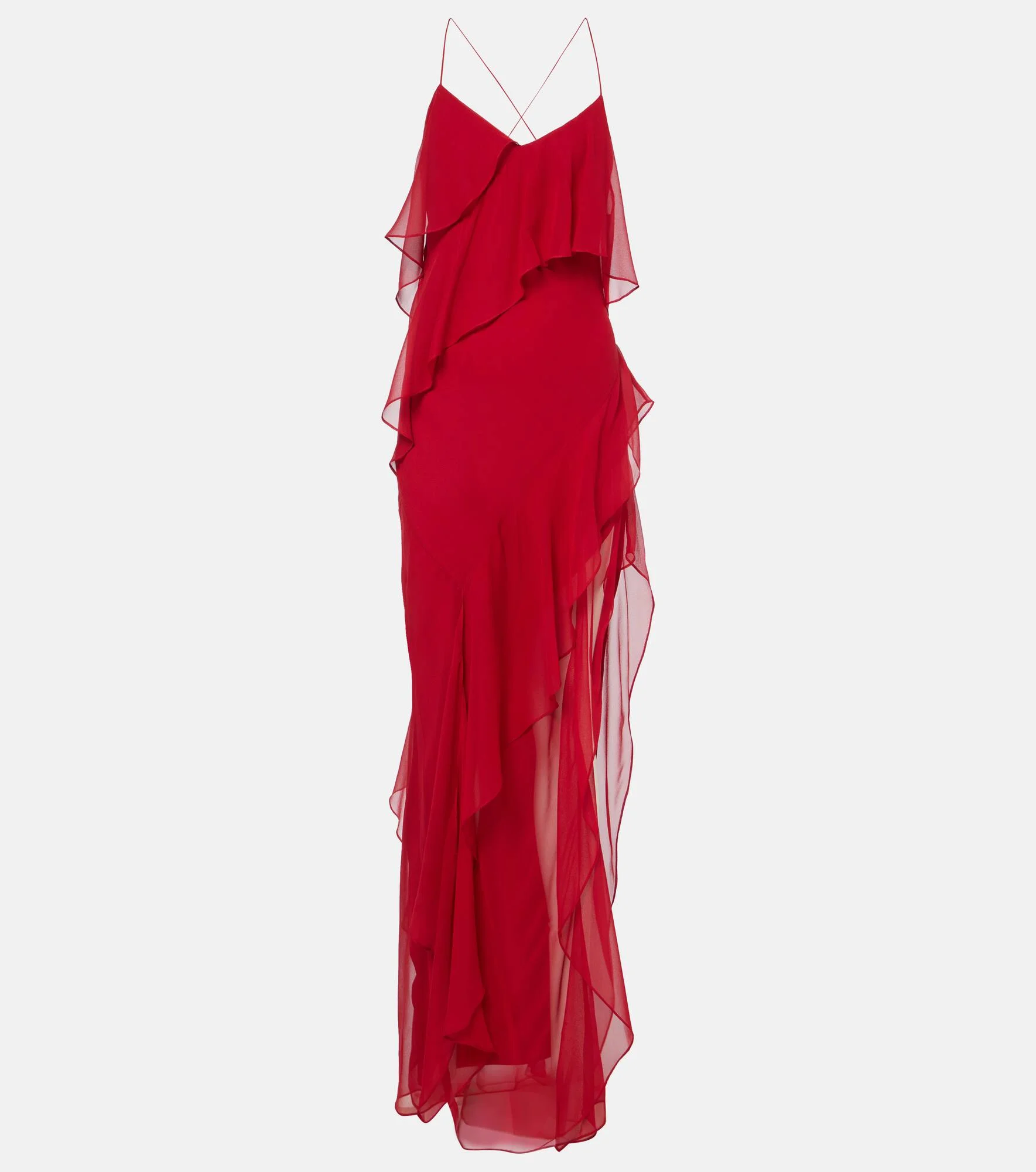 Ruffled silk chiffon gown - 1