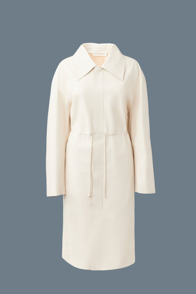 GLORY Calfskin trench coat with waist drawcord 1