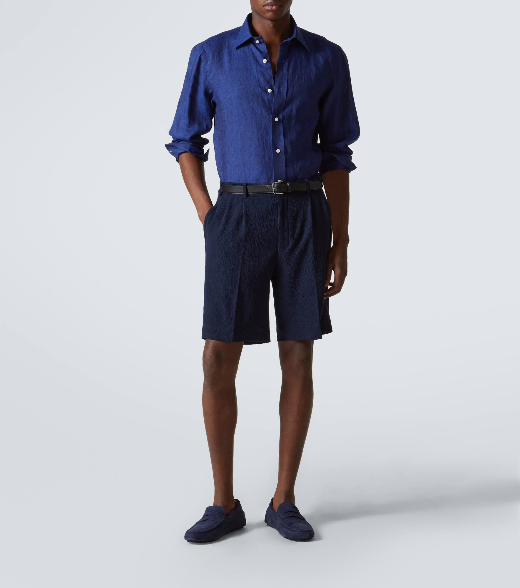 Pleated wool seersucker shorts - 2