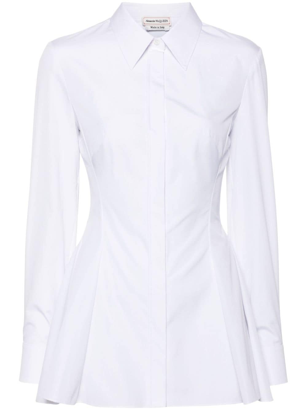 pleat-detail cotton shirt - 1
