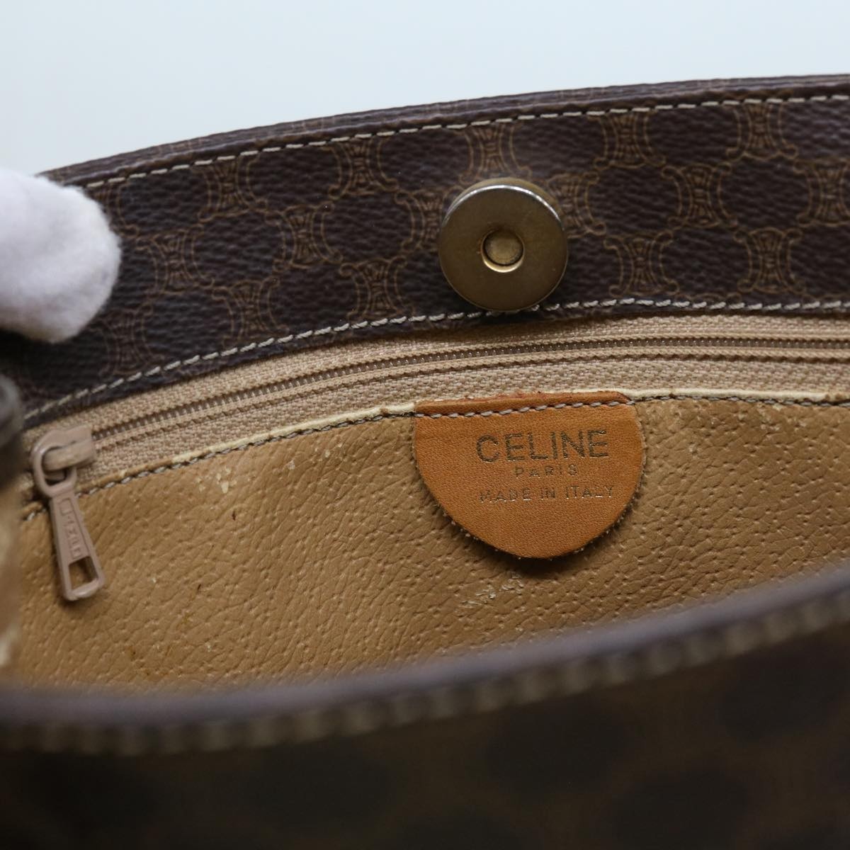 CELINE Macadam Canvas Hand Bag Pvc Brown - 10