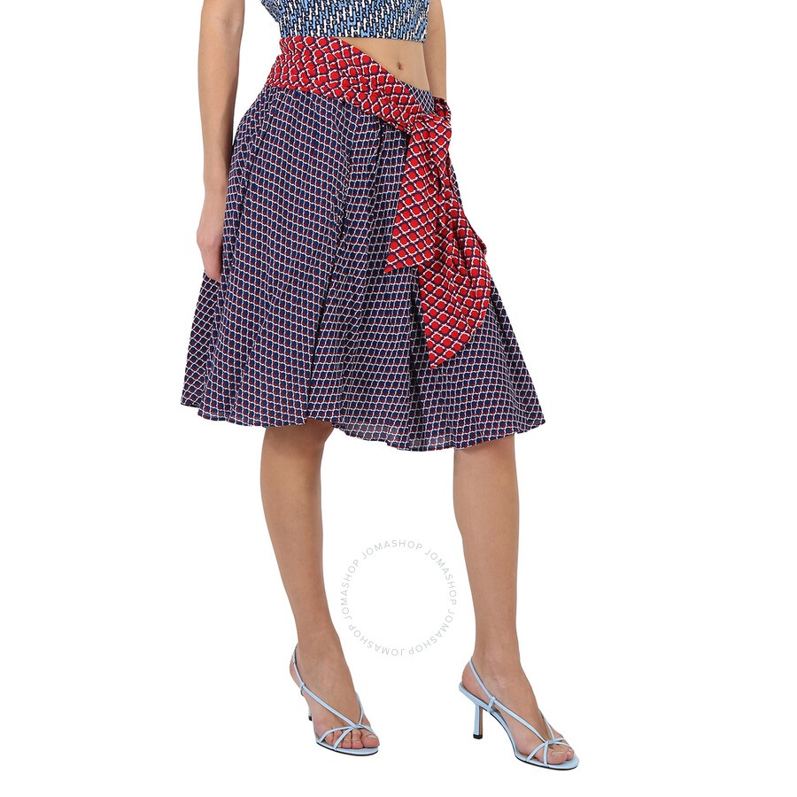 Kenzo Ladies Panelled Geometric-print Flared Skirt - 3