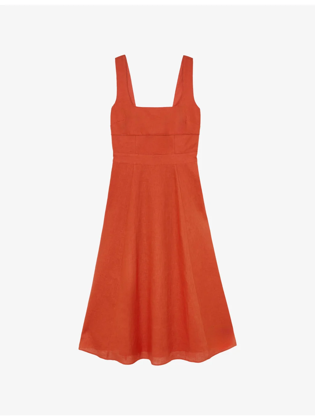 Dorethea Square-Neck Linen Midi Dress - 1