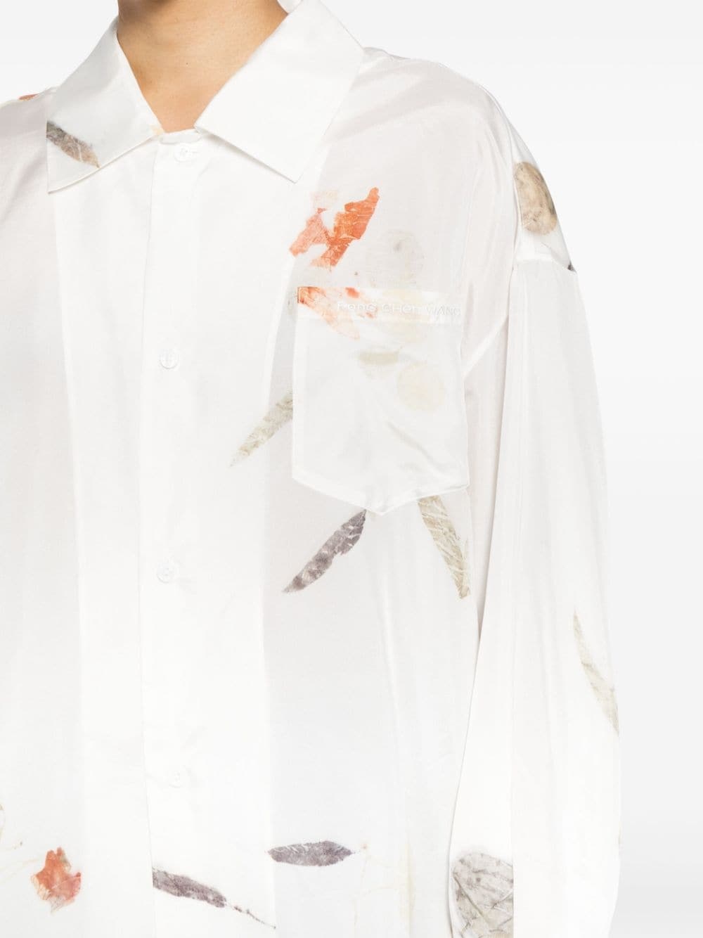 leaf-print silk shirt - 5