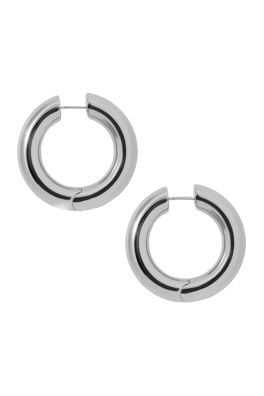 Samira Hinged Huggie Earrings - Silver - 0.75in - 1