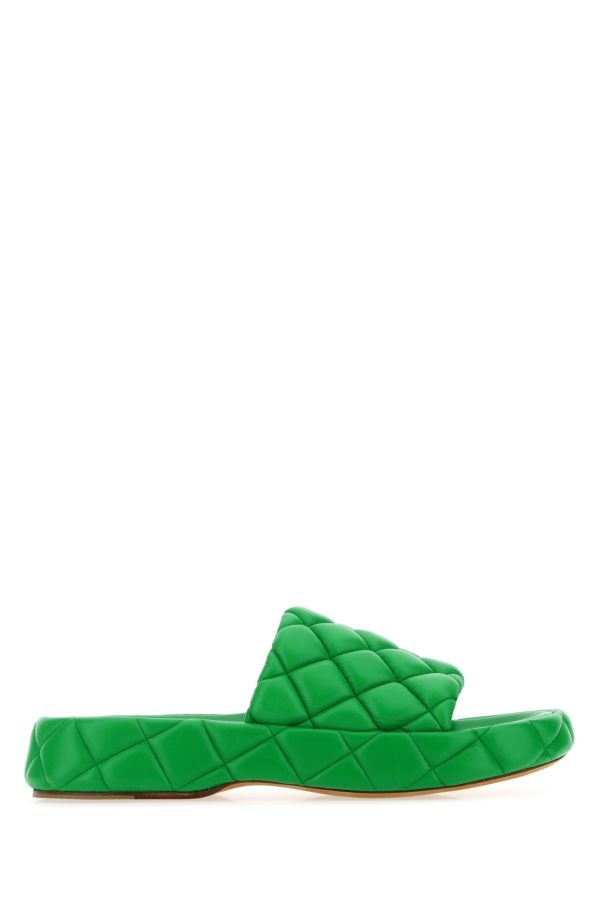 サンダル・ミュール Bottega Veneta Grass green leather Padded sandals Bottega Veneta Grass green leather Padded sandals