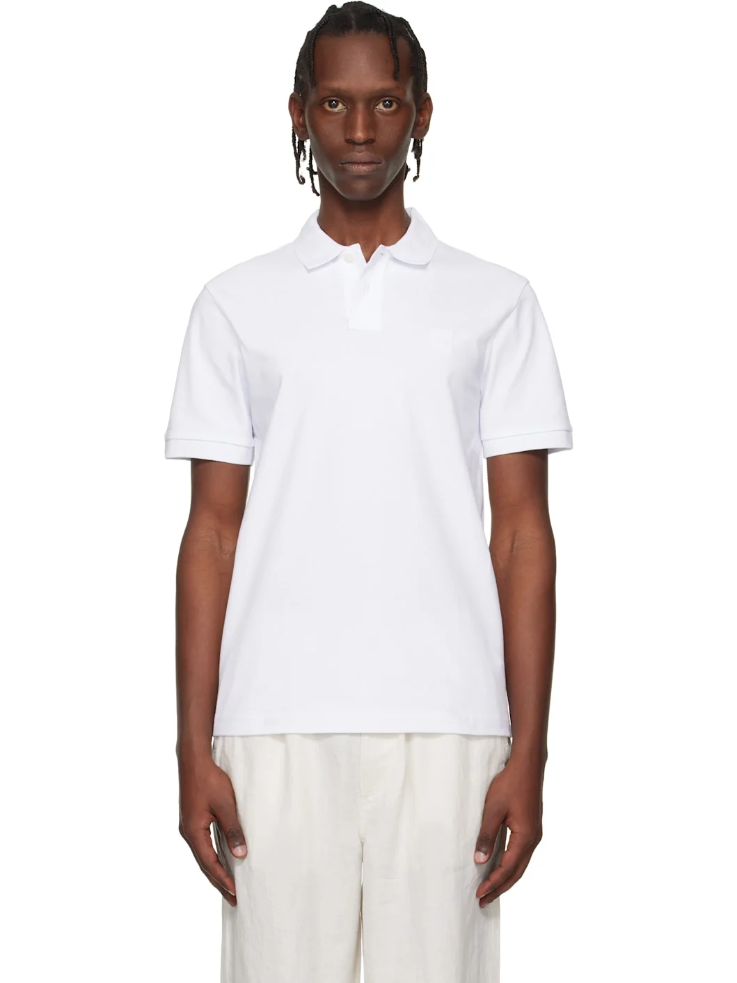 White Stretch-Cotton Slim-Fit Polo - 1