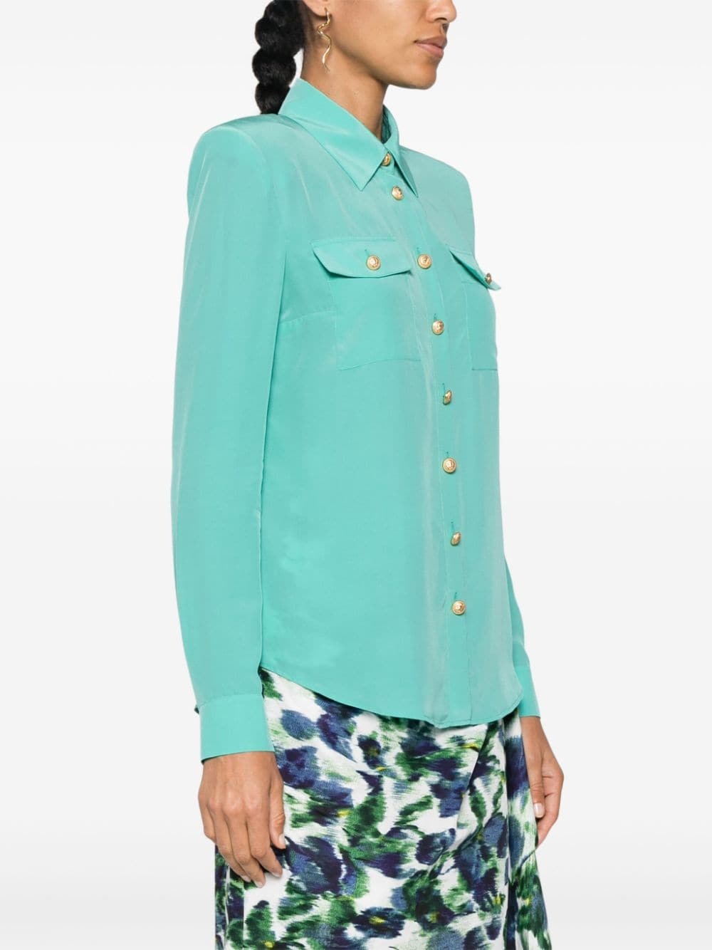 golden-buttons crepe shirt - 3