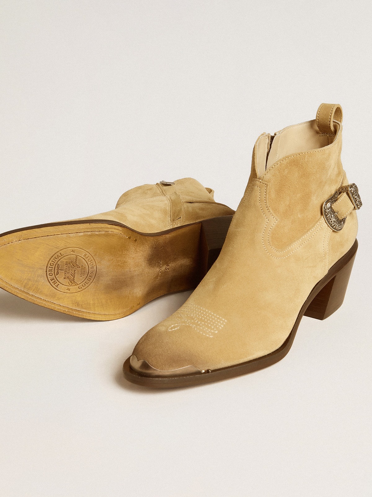 Patty ankle boots in sand-colored waxed suede - 3