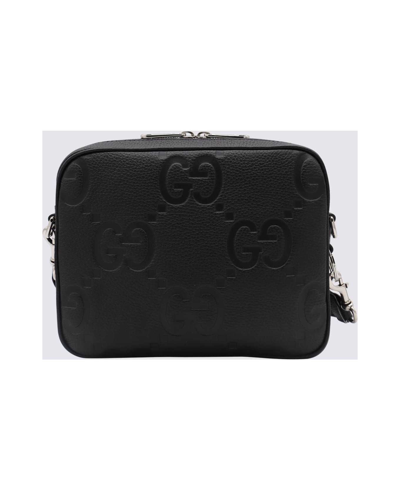 Black Leather Jumbo Small Crossbody Bag - 2