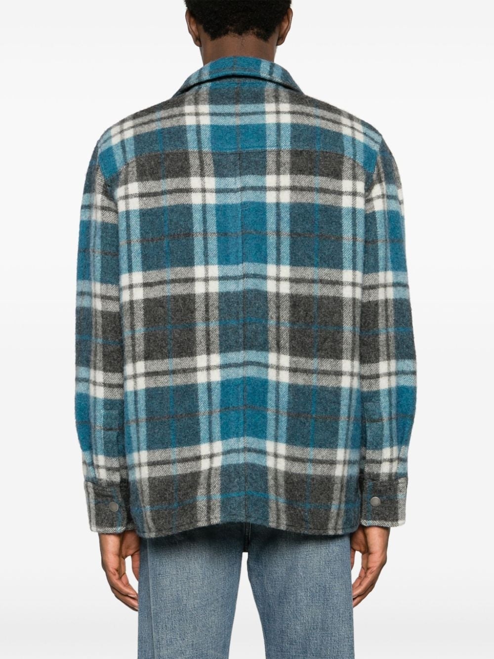 check-pattern virgin wool-blend shirt - 4