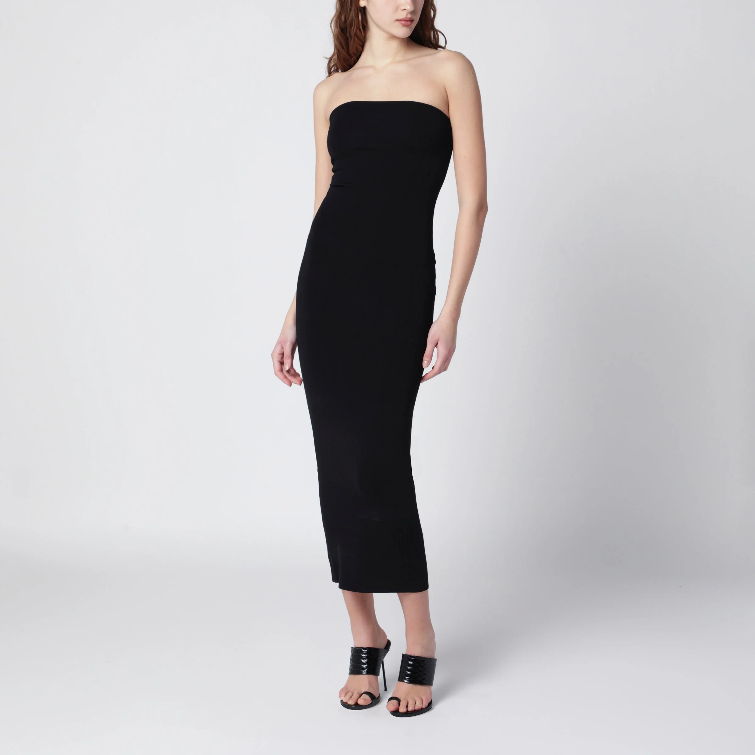 Black strapless midi dress - 1