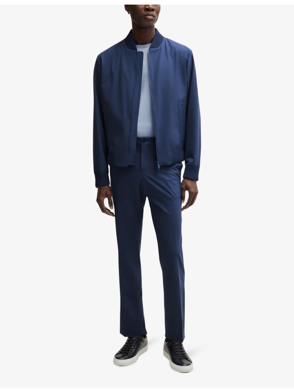 Stand-collar slim-fit virgin wool-blend jacket - 2