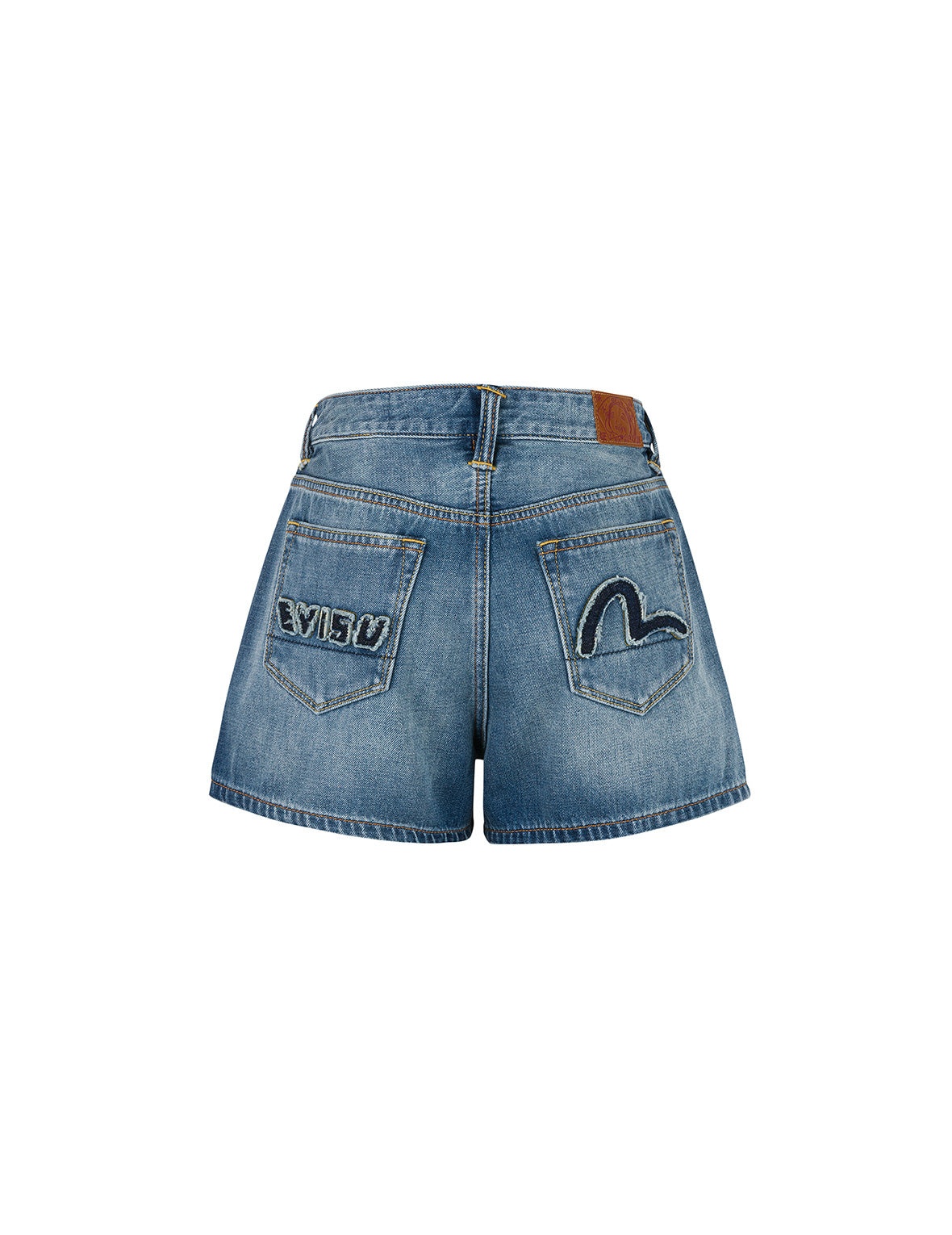 Deconstructed Seagull and Logo Applique Relax Fit Denim Shorts - 10