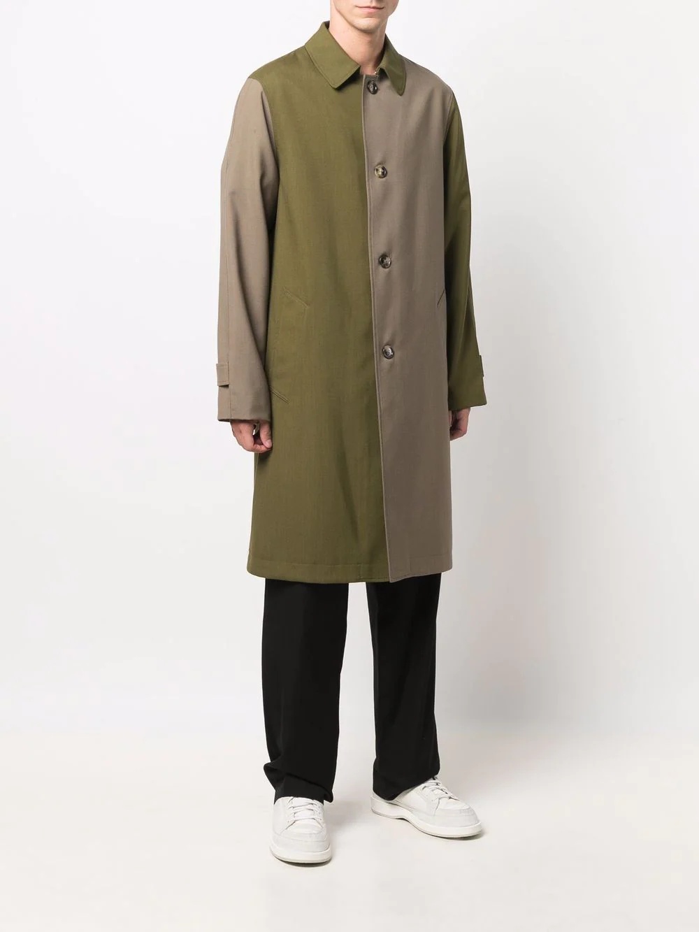 two-tone panelled coat - 3