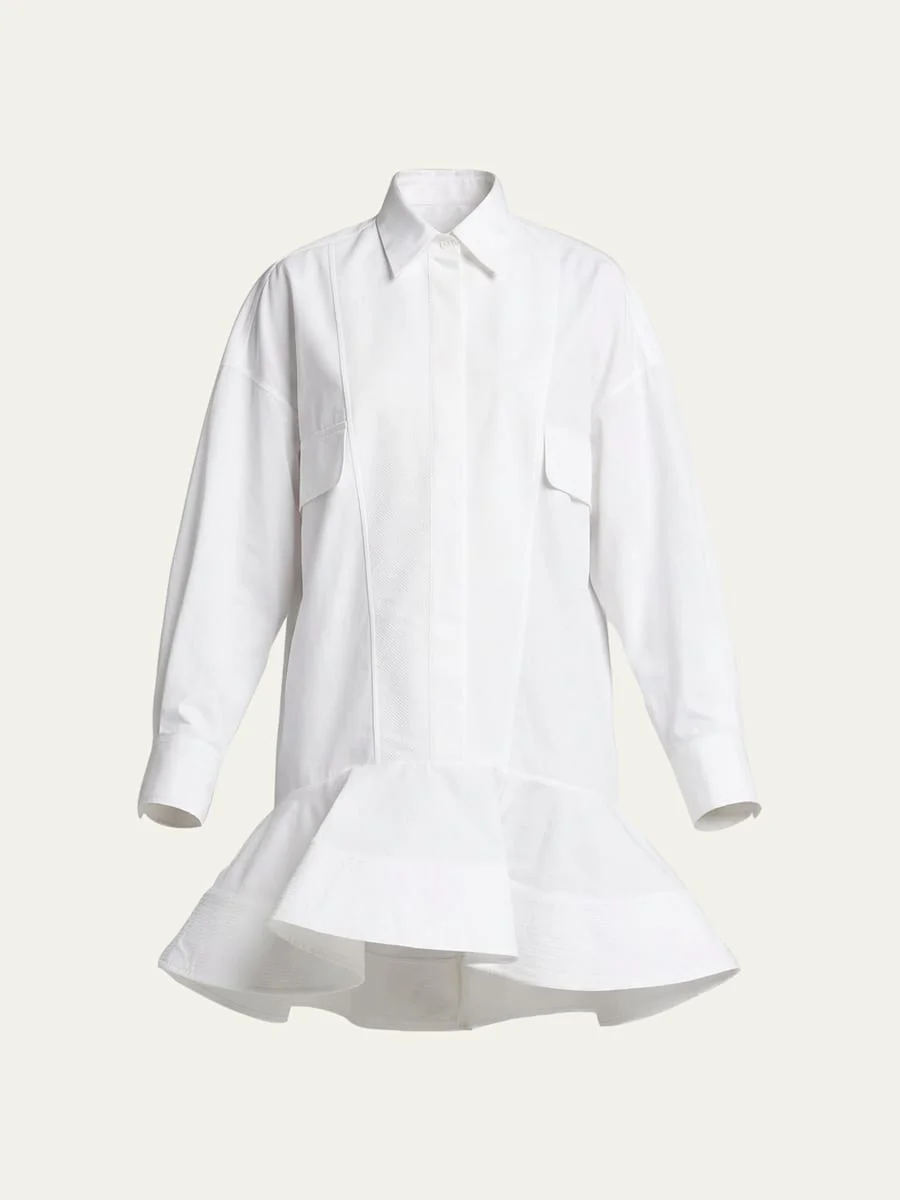 Poplin Peplum Pique Shirtdress - 1