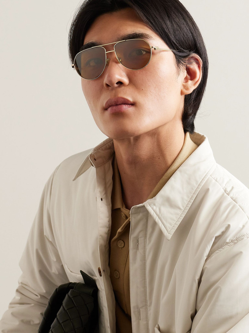 Bottega Veneta Aviator-Style Gold-Tone and Acetate Sunglasses Gold outlook
