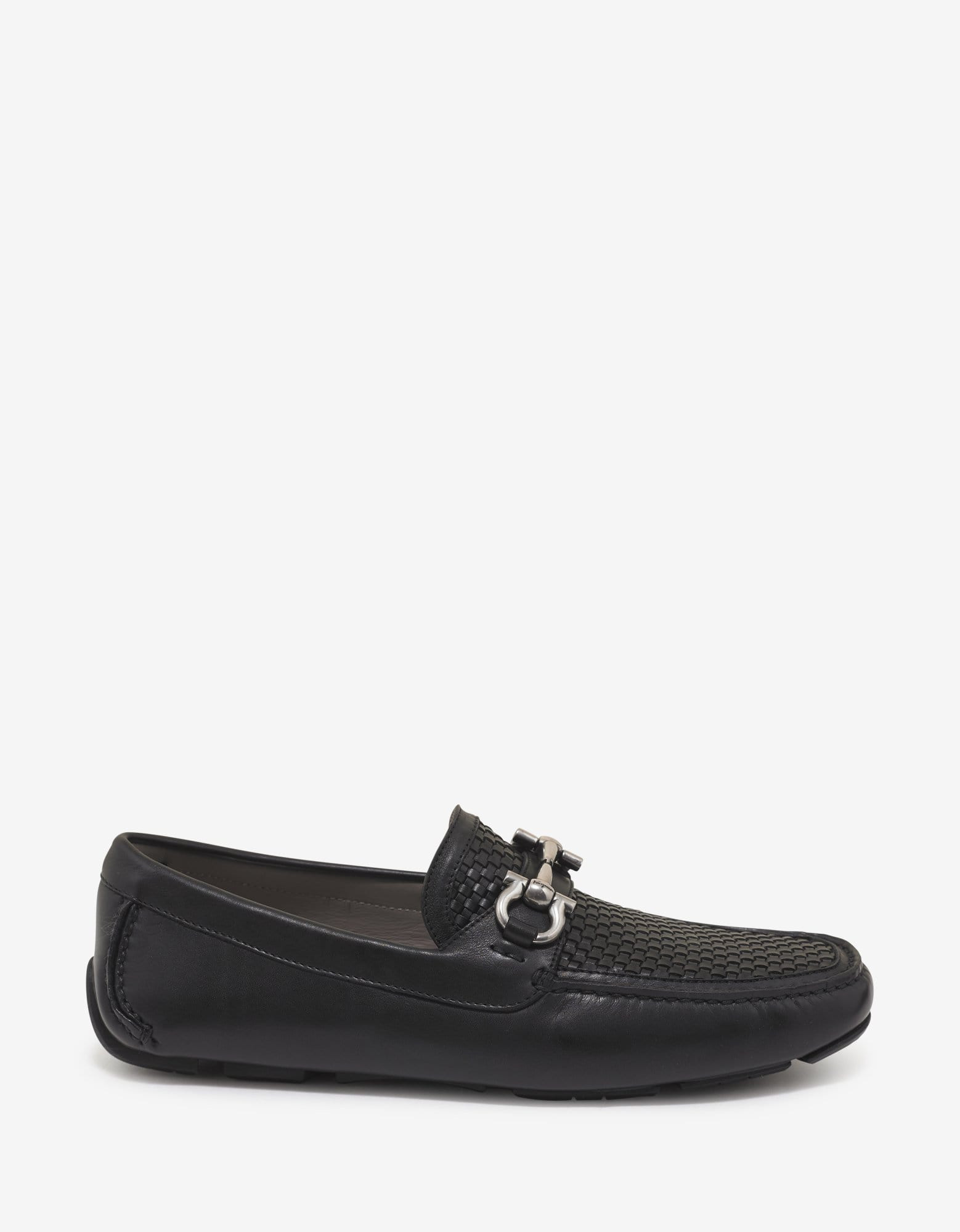 Salvatore Ferragamo Black Parigi Basket Weave Driving Shoes - 2